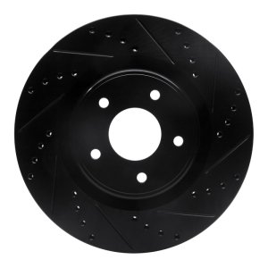 Infiniti Q60 Brake Rotor (1) - Front Right - R1 Concepts - Drilled & Slotted - Black - `13-`25